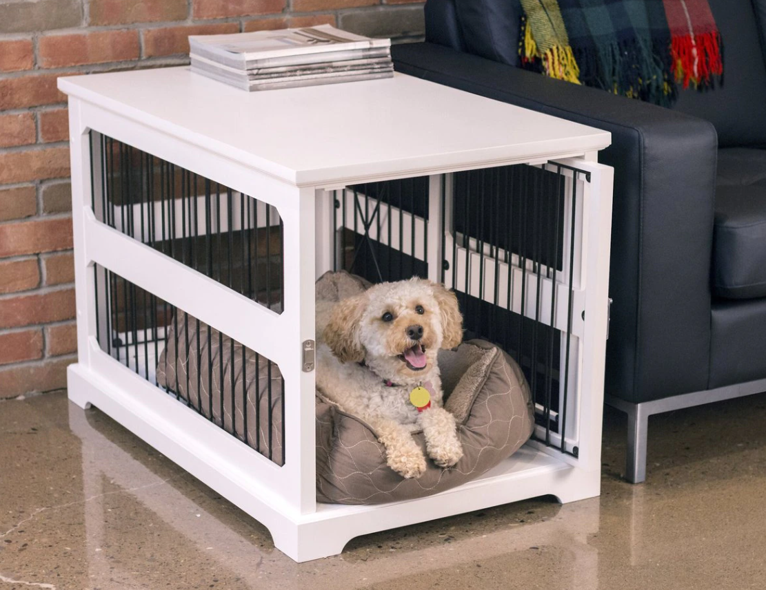 9. Merry Products Slide Aside Single Door Furniture Style Dog Crate & End Table