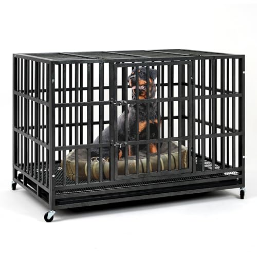 best-escape-proof-dog-crate HIWOKK Heavy Duty Indestructible Dog Crate Steel Escape Proof Dog
